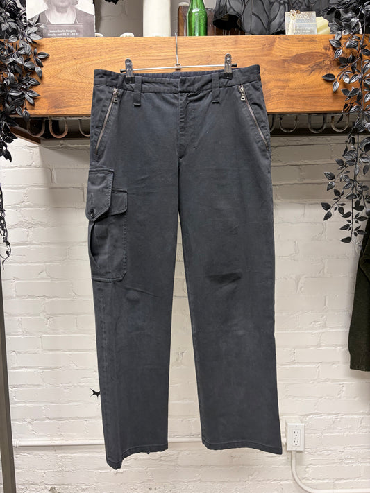 Vintage Prada Faded Black Straight Cut ‘Zip-Pocket’ Cargo Pants