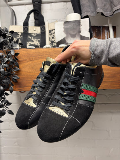 Gucci Leather/Suede ‘Web Design’ Striped Low Top Sneakers