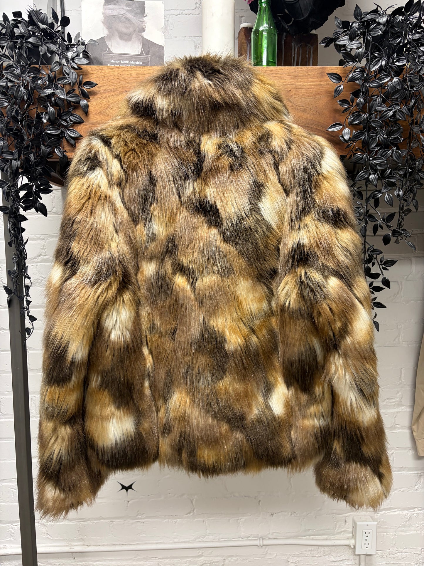 2019 Saint Laurent By Anthony Vacarello Faux Fur Heavyweight Brown Jacket