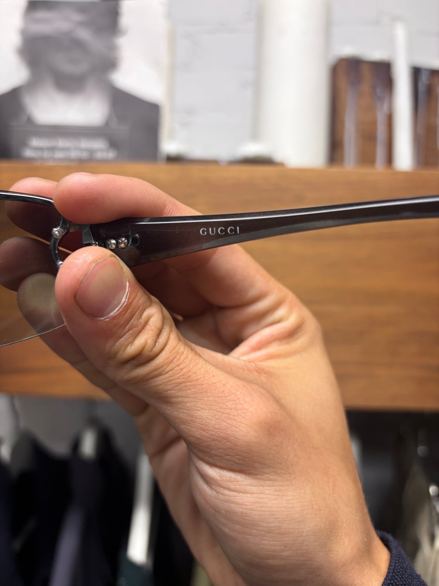 2000s Gucci Black Tinted ‘Horsebit’ Rimless Sunglasses