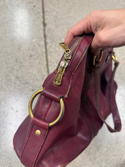 Vintage Yves Saint Laurent ‘Muse’ Oxblood Red Leather Handbag