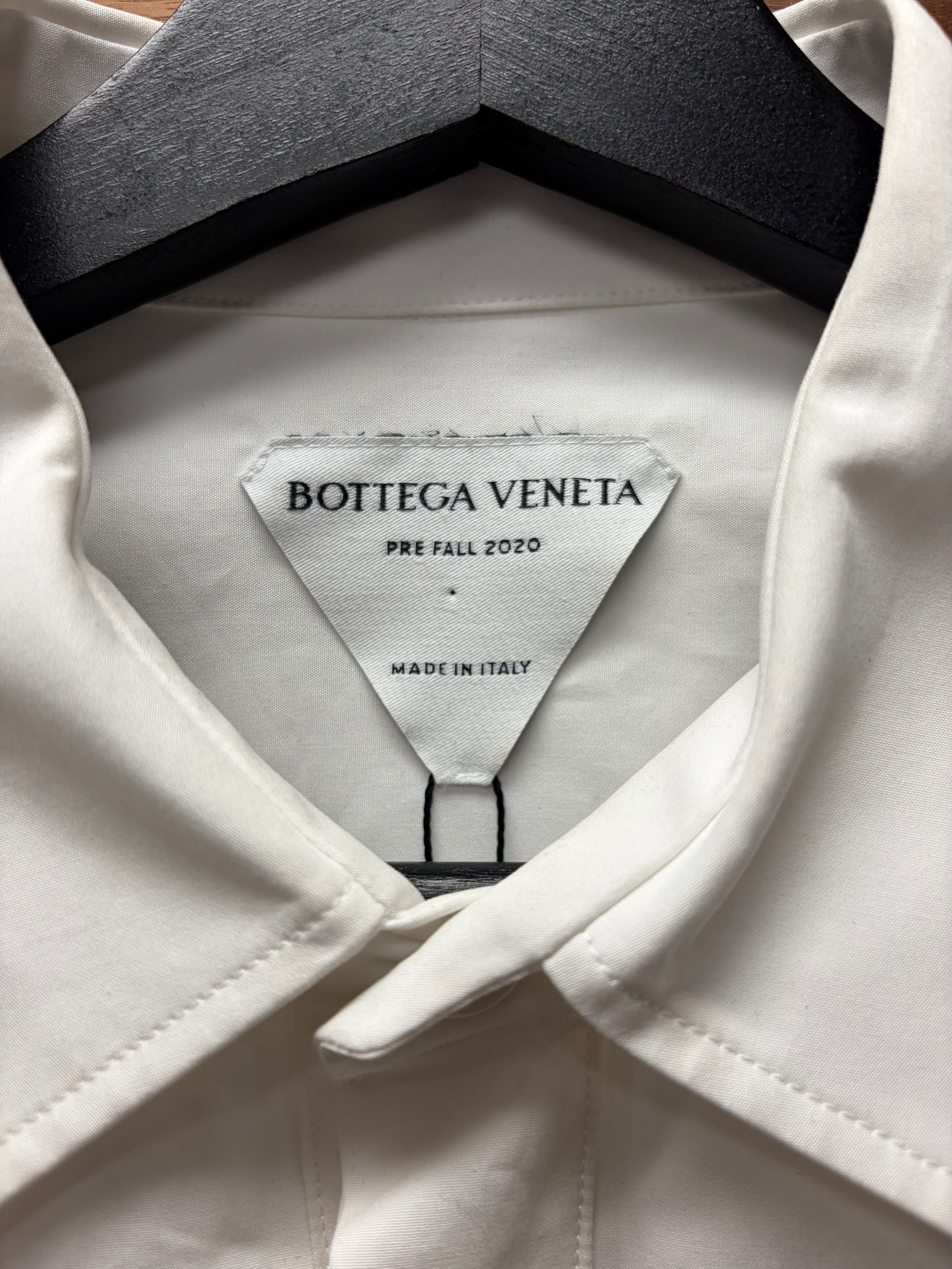 Pre AW2020 Bottega Veneta ‘Padded Bib’ White Cotton Button Down Shirt