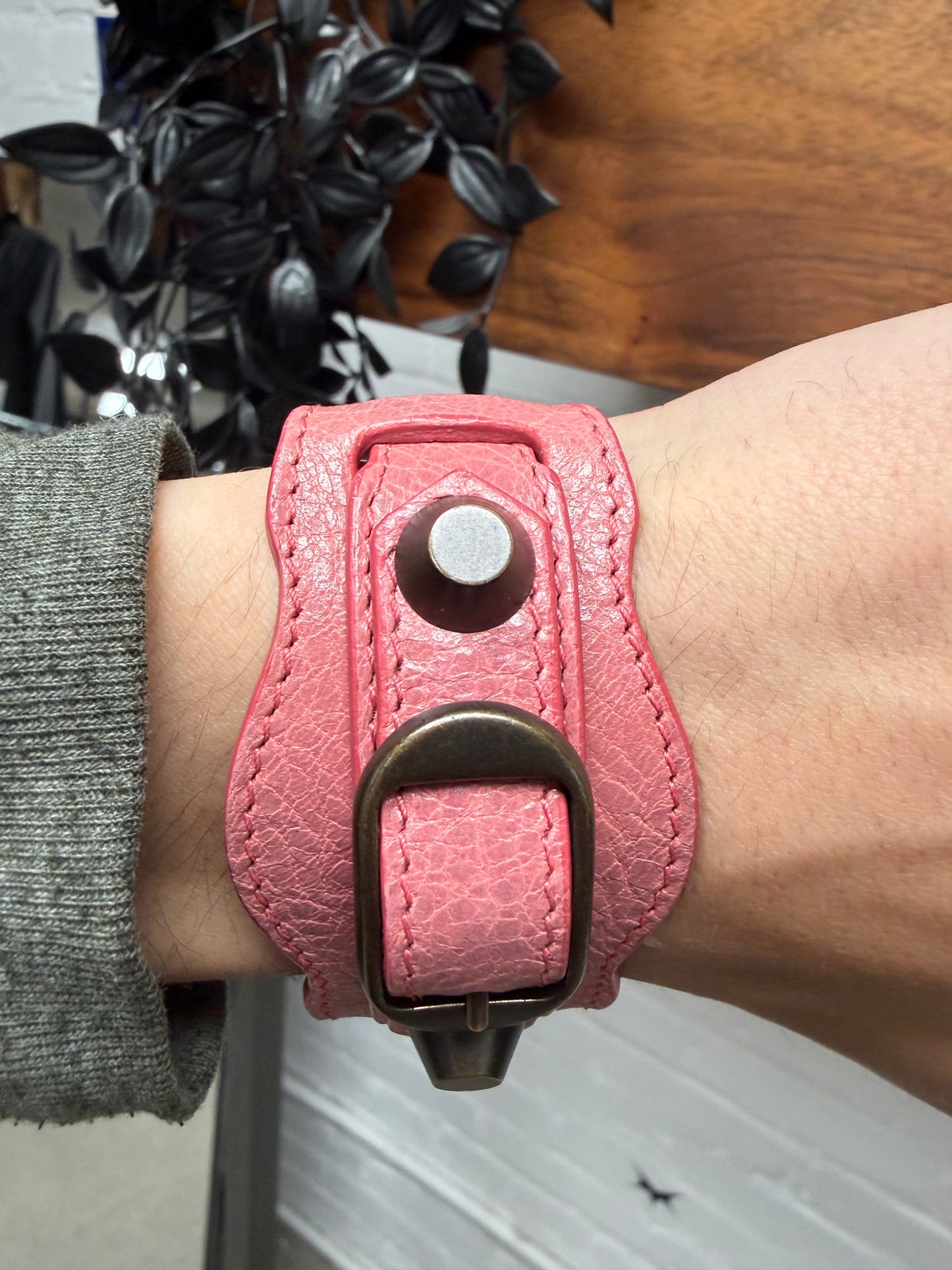 Balenciaga ‘Arena’ Pink Leather Bracelet