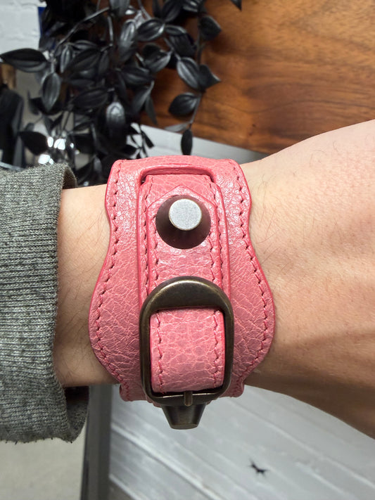 Balenciaga ‘Arena’ Pink Leather Bracelet