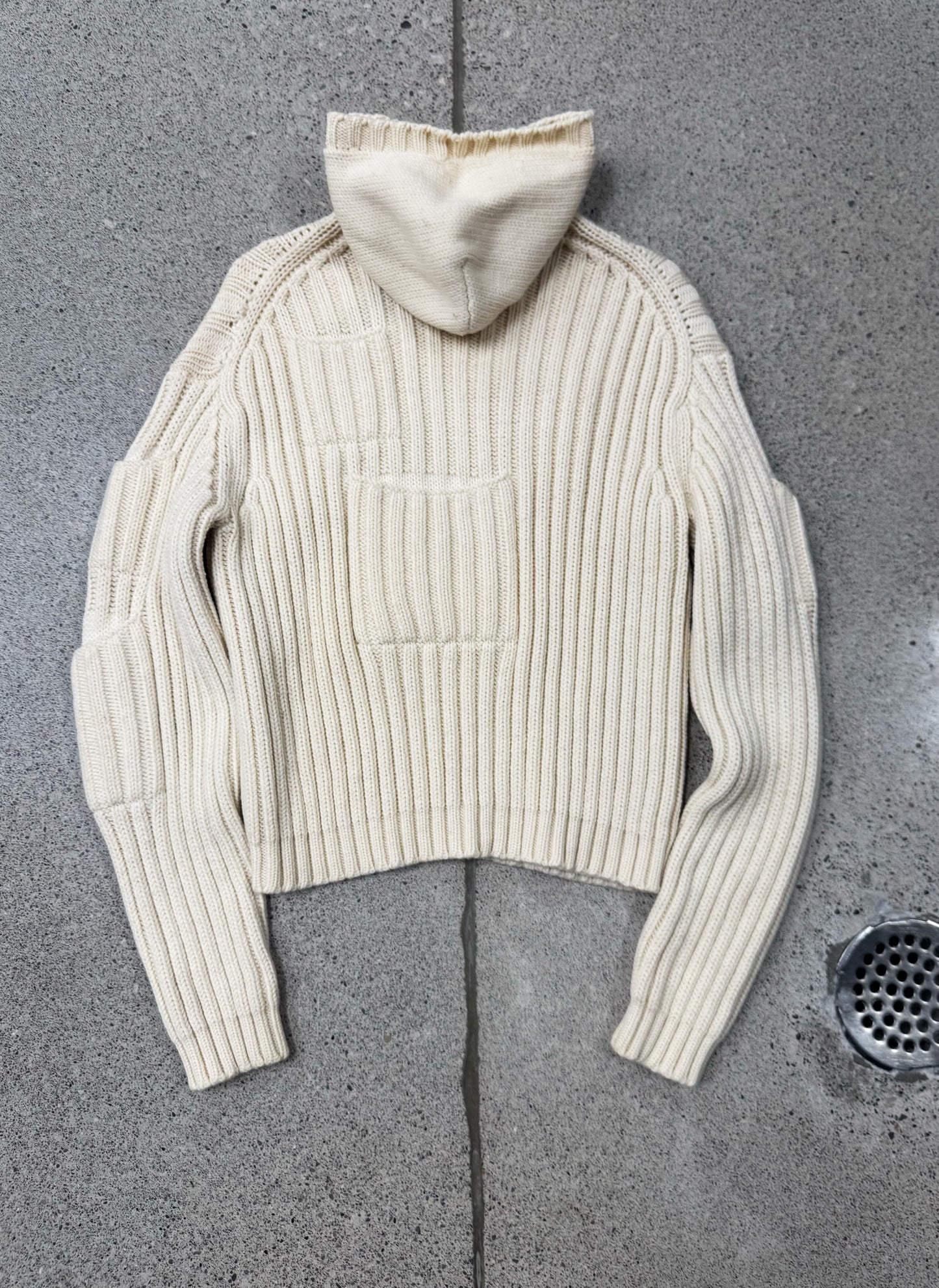 Yohji Yamamoto Ribbed Wool Hooded Knit