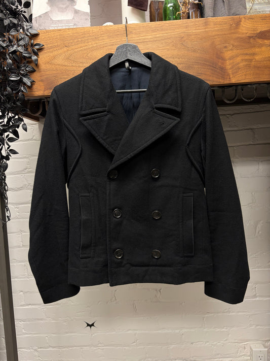 AW2013 Dior Homme Cropped Black Wool Double Breasted Peacoat