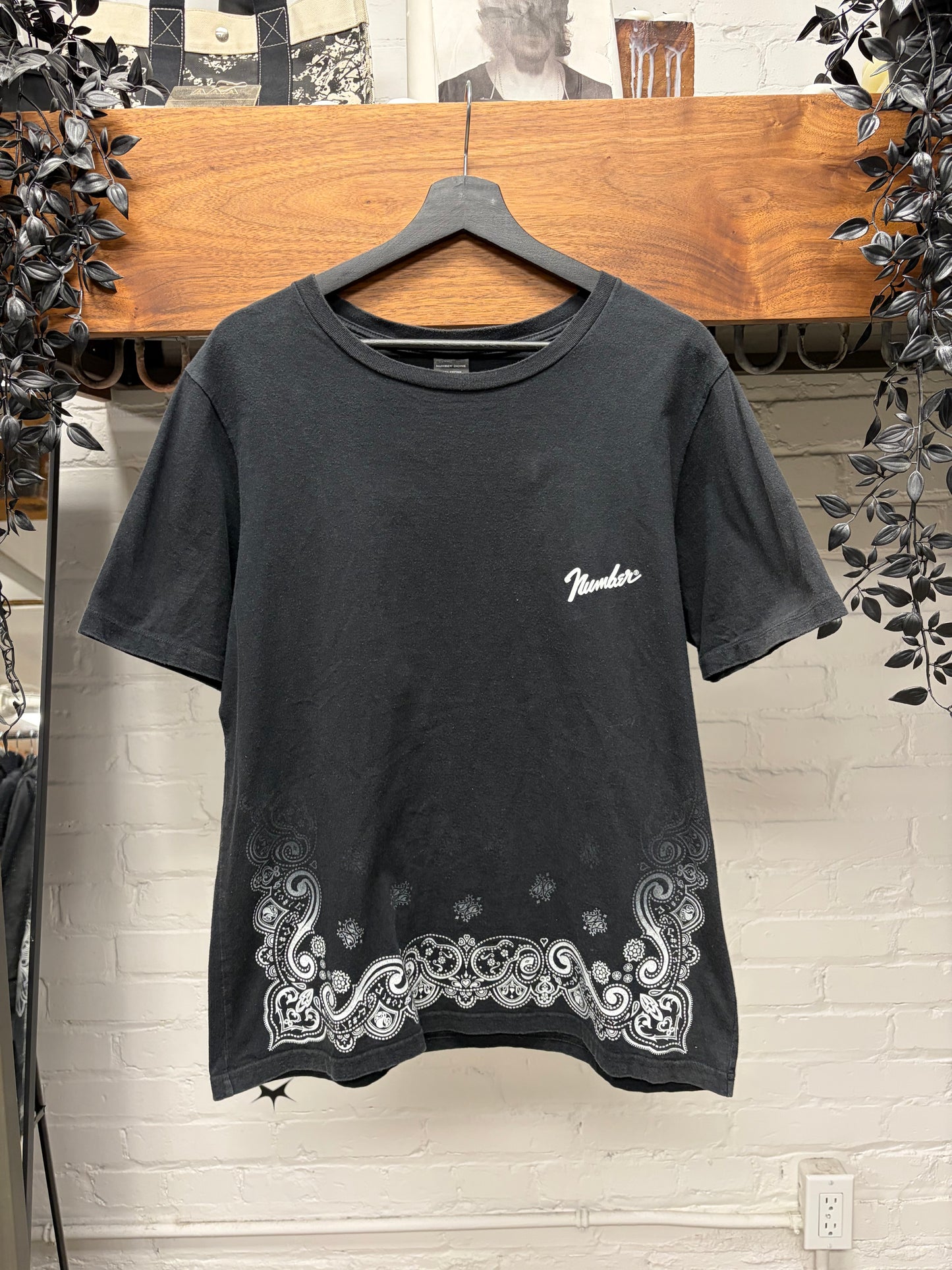 Number (N)ine ‘Fender Logo’ Black Paisley Graphic T-Shirt