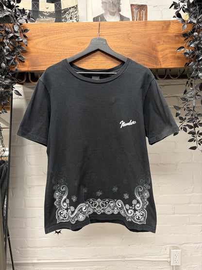 Number (N)ine ‘Fender Logo’ Black Paisley Graphic T-Shirt