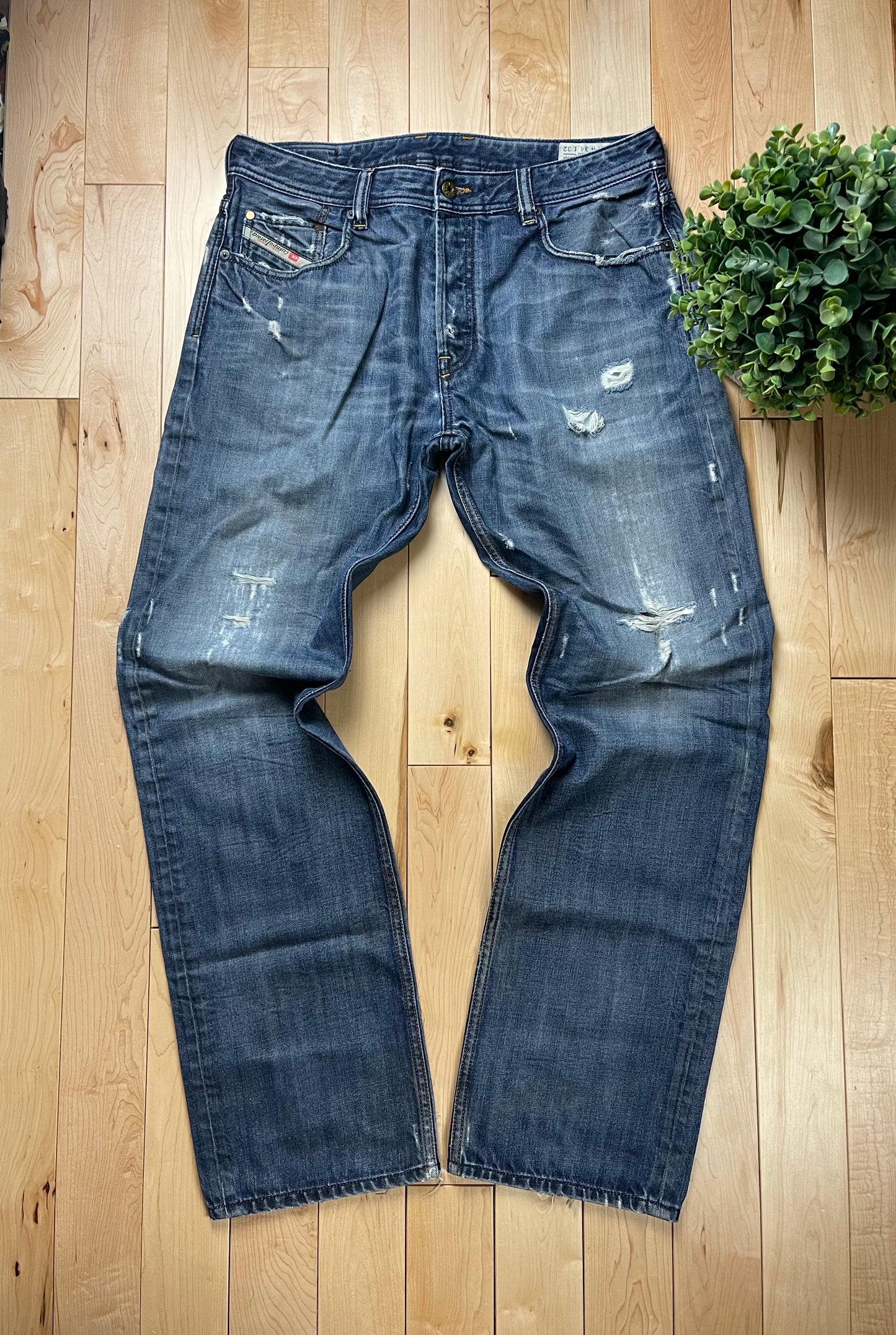 Diesel Washed Blue Boot Cut Wide Leg Denim