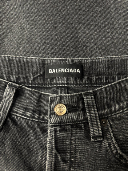 2018 Balenciaga ‘Washed Black’ Cutoff Denim Shorts