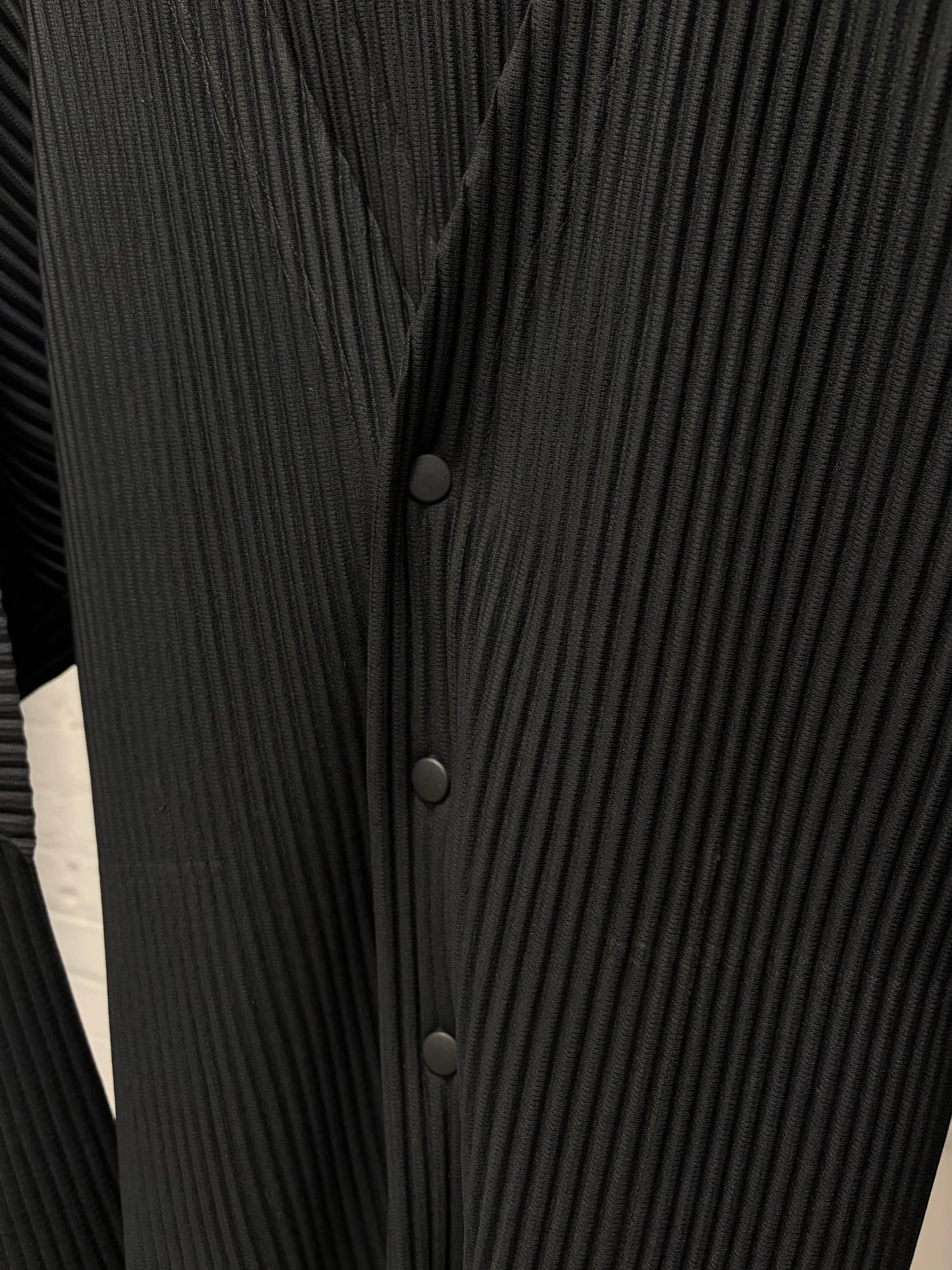 Issey Miyake Homme Plisse Pleated Black Button Snap Cardigan