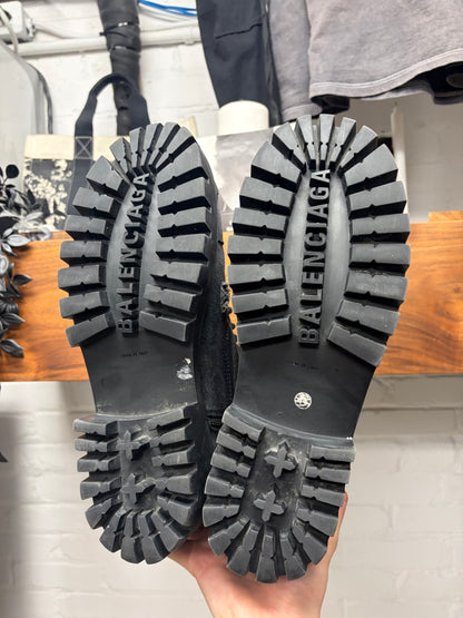 Balenciaga Distressed Canvas ‘Strike’ Combat Boots
