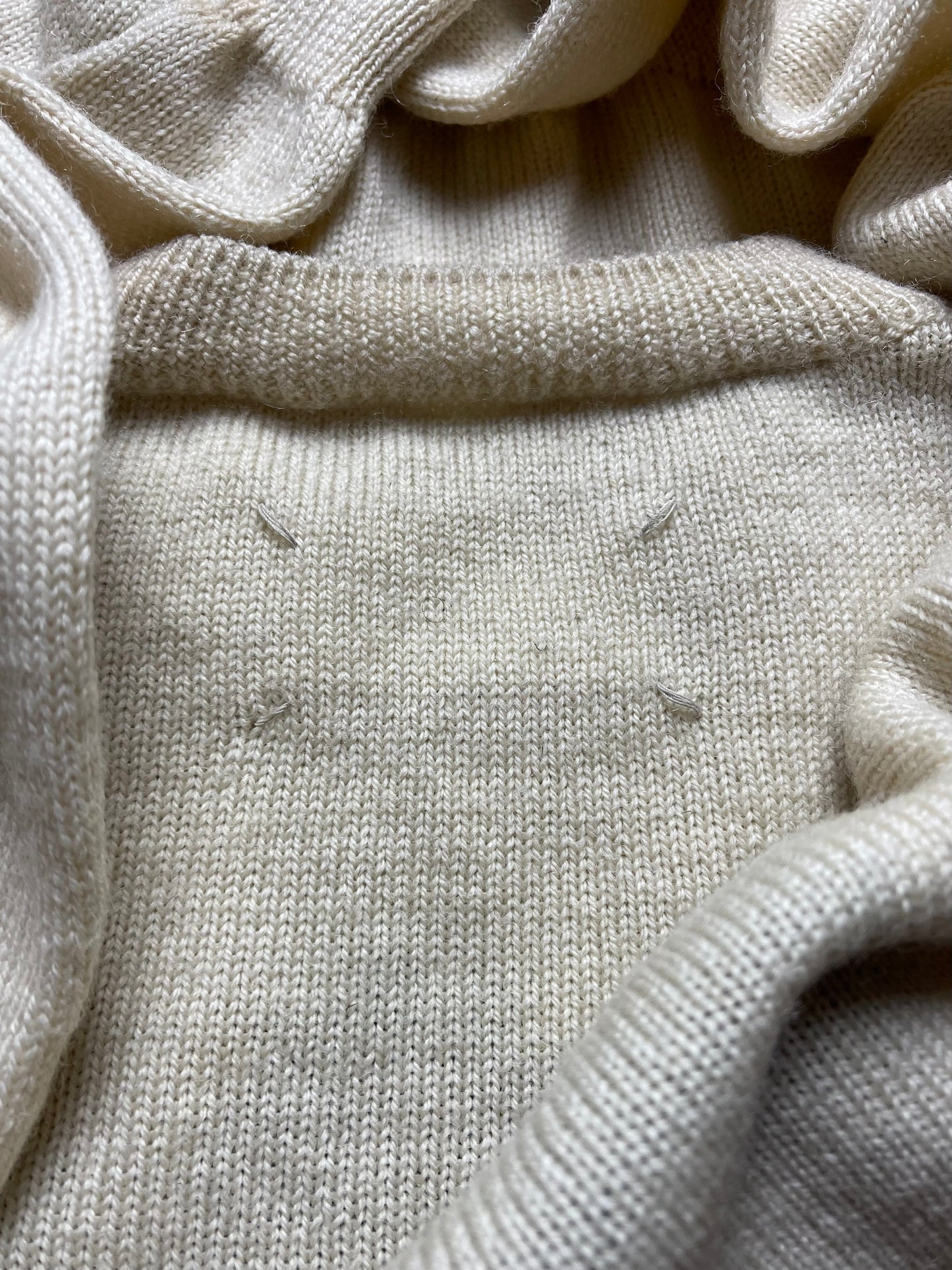 Margiela Cream White Diamond Knit Sweater