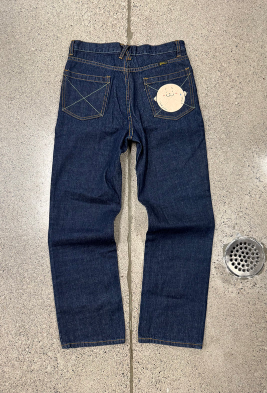 20472011 Hyoma Raw Blue Straight Leg Denim
