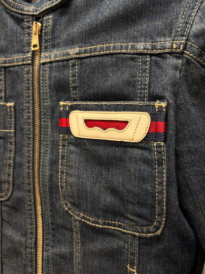 2006 Gucci ‘Stripe Logo’ Denim Cafe-Racer Motorcycle Jacket