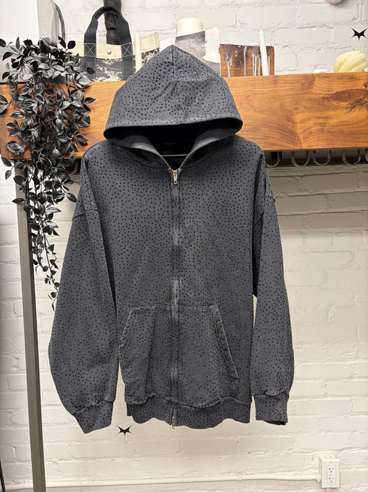 SS2023 Balenciaga ‘Crystal Embellished’ Rhinestone Zip-Up Hoodie