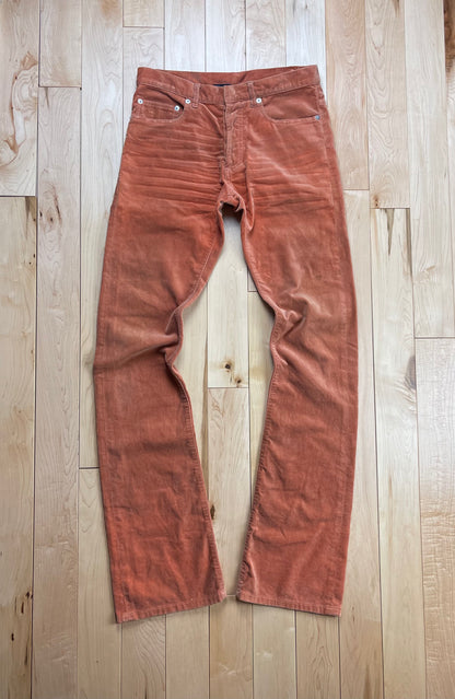 Dior Homme by Hedi Slimane Orange Corduroy Flared Pants