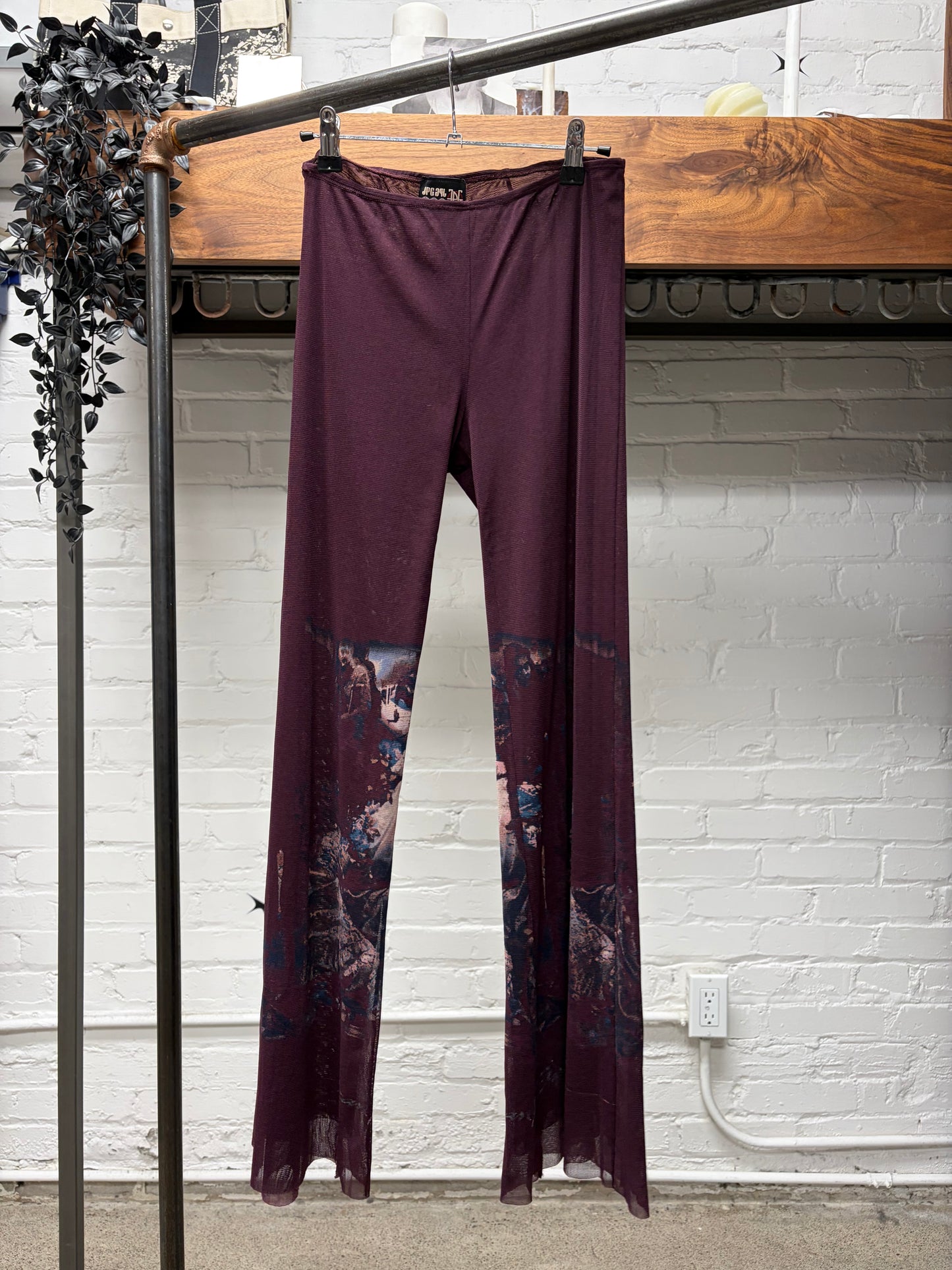 Vintage Jean Paul Gaultier Layered Mesh ‘Plum’ Flared Cut Pants