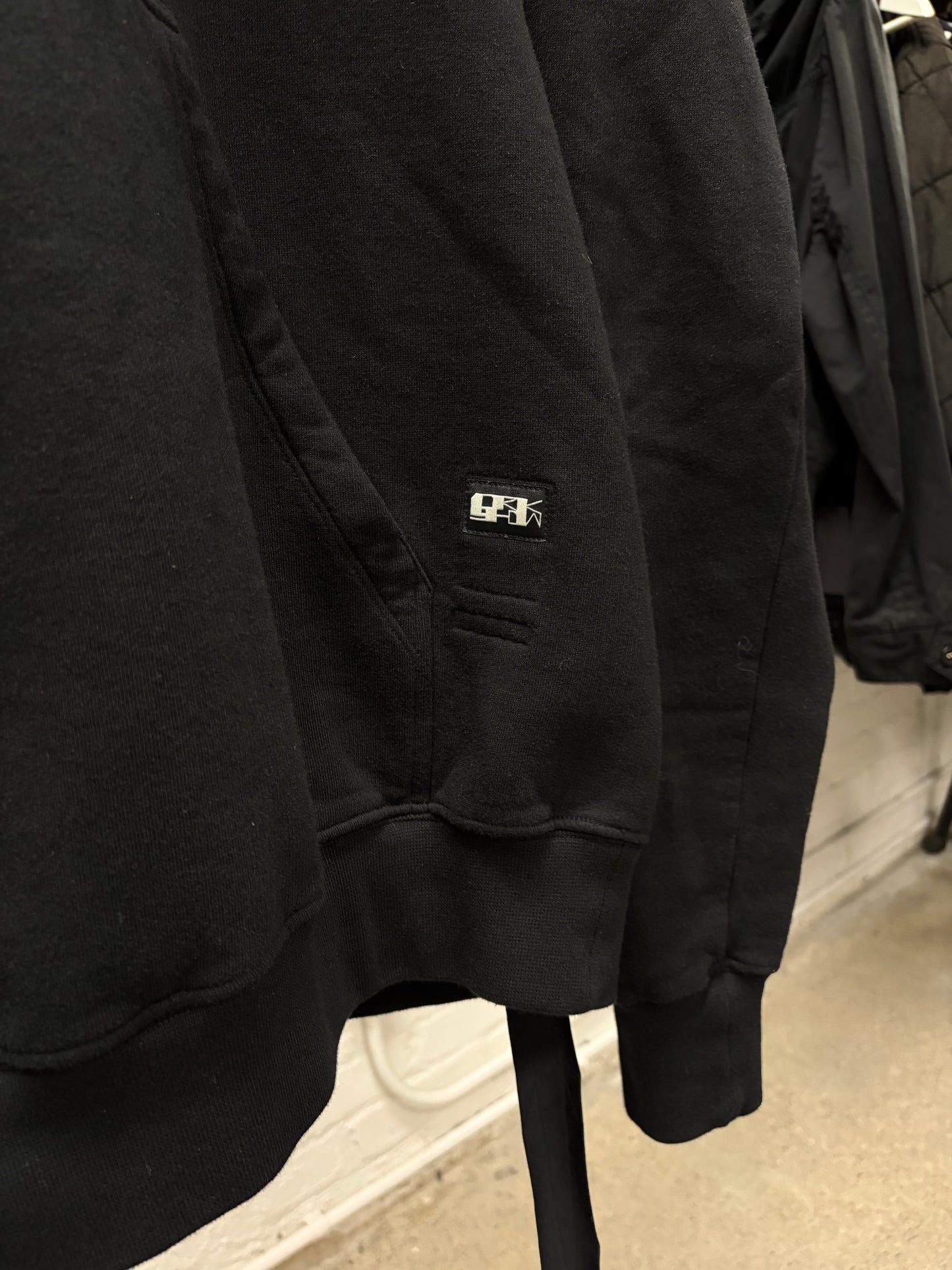 Rick Owens Patched DRKSHDW ‘Granbury’ Black Drawstring Hoodie