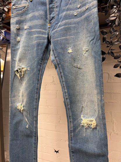 Balmain Distressed Classic Blue Washed Skinny Jeans