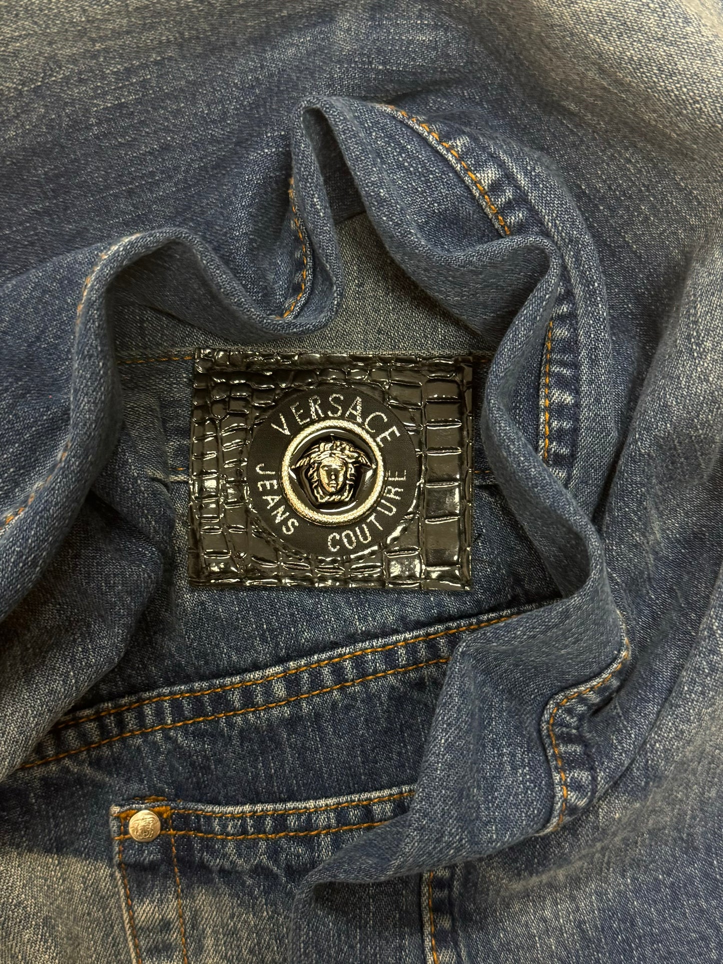 Vintage 1990s Versace Blue Wide Cut Denim