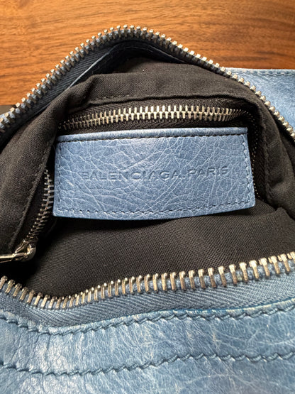 Balenciaga ‘Giant’ Blue Lambskin ‘City Bag’ with Silver Hardware