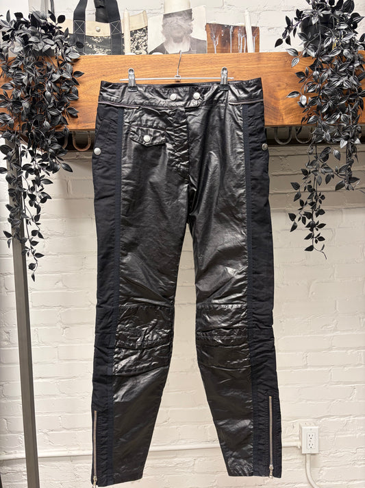 Dries Van Noten Leather Exposed Zip Skinny Biker-Knee Denim