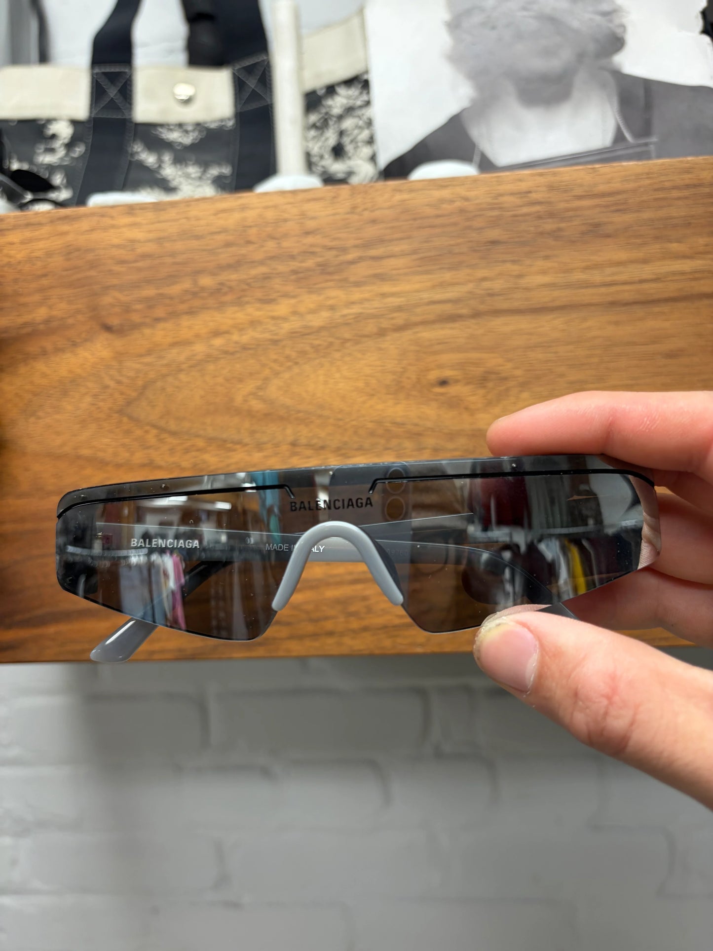 Balenciaga ‘Ski’ Grey/Black Rimless Sleek Sunglasses