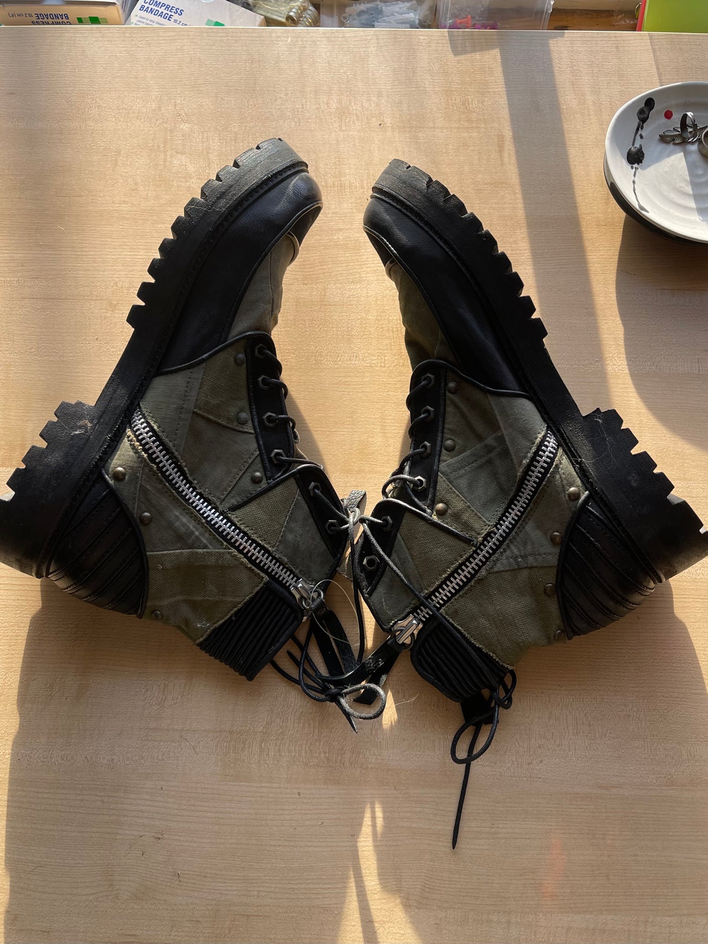 14th Addiction Military Bag Reconstructed Combat Boots