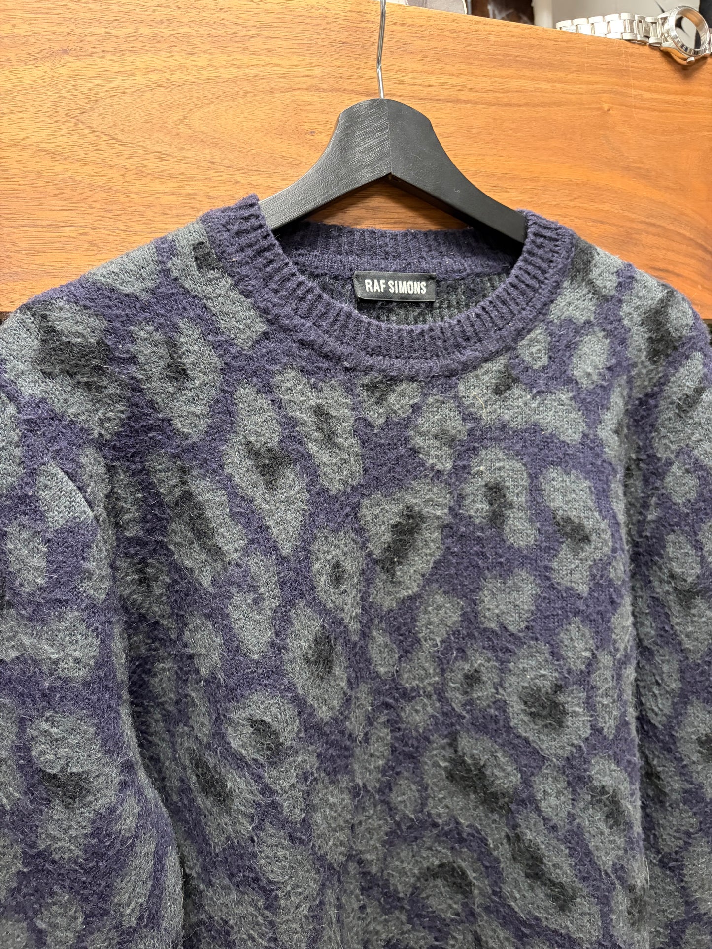 AW2014 Raf Simons Leopard Print Wool Knit Sweater