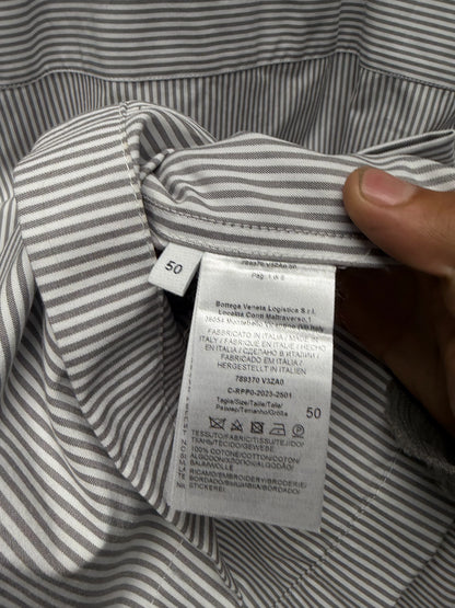 Bottega Veneta Striped Cotton ‘BV’ Minimal Logo Over-shirt