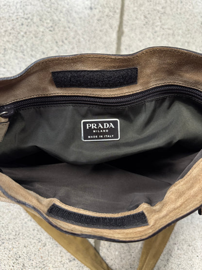 AW1999 Prada Suede/Mesh Backing Crossbody Bag