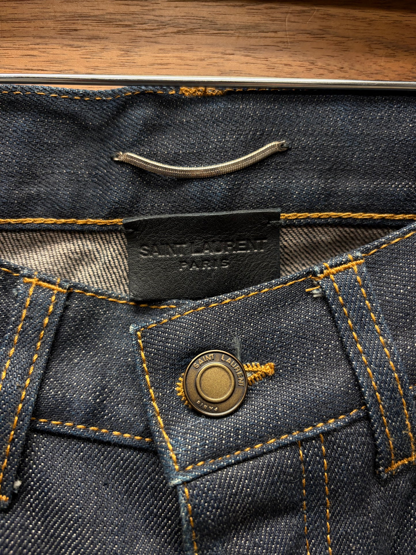 2020 Saint Laurent ‘D18’ Natural Raw Blue Skinny Jeans