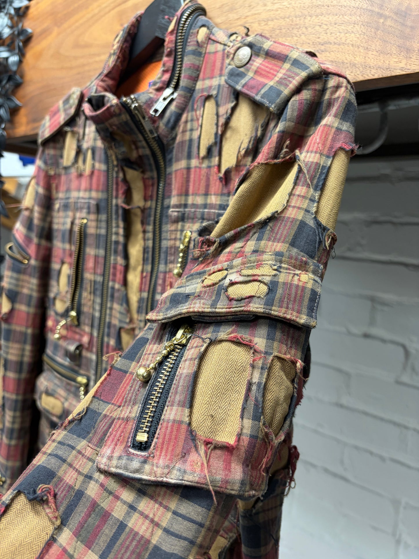 Blackmeans ‘Crust Punk’ Distressed Plaid Batallion Scab Jacket