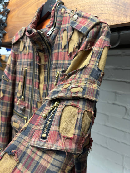 Blackmeans ‘Crust Punk’ Distressed Plaid Batallion Scab Jacket