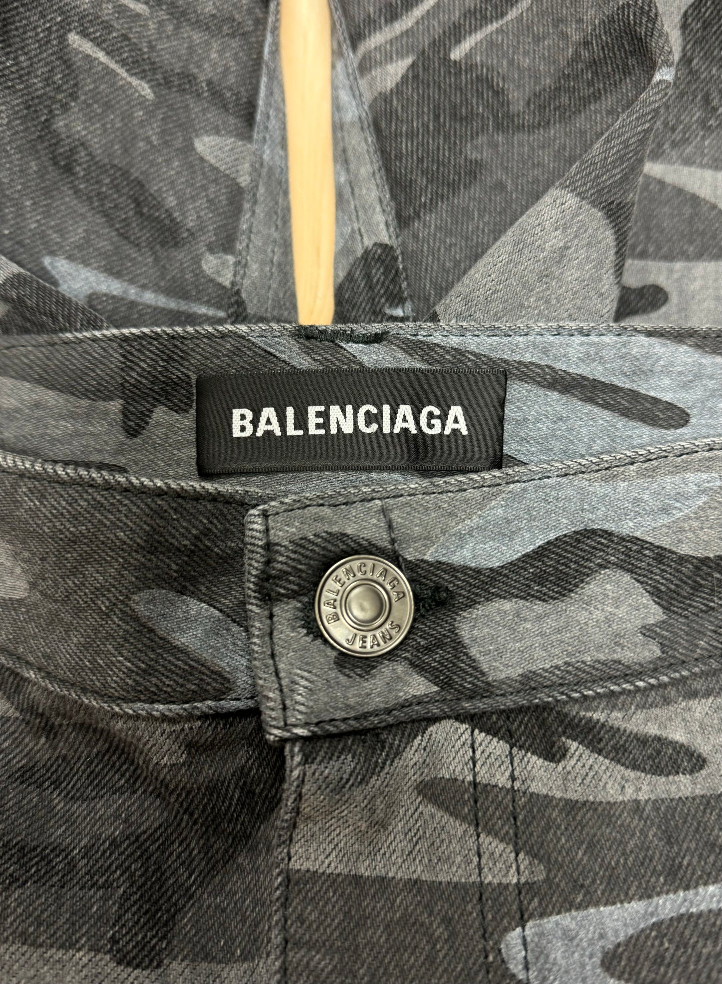 2020 Balenciaga Japan Exclusive ‘Russian Police Camo’ Oversized Denim Shorts