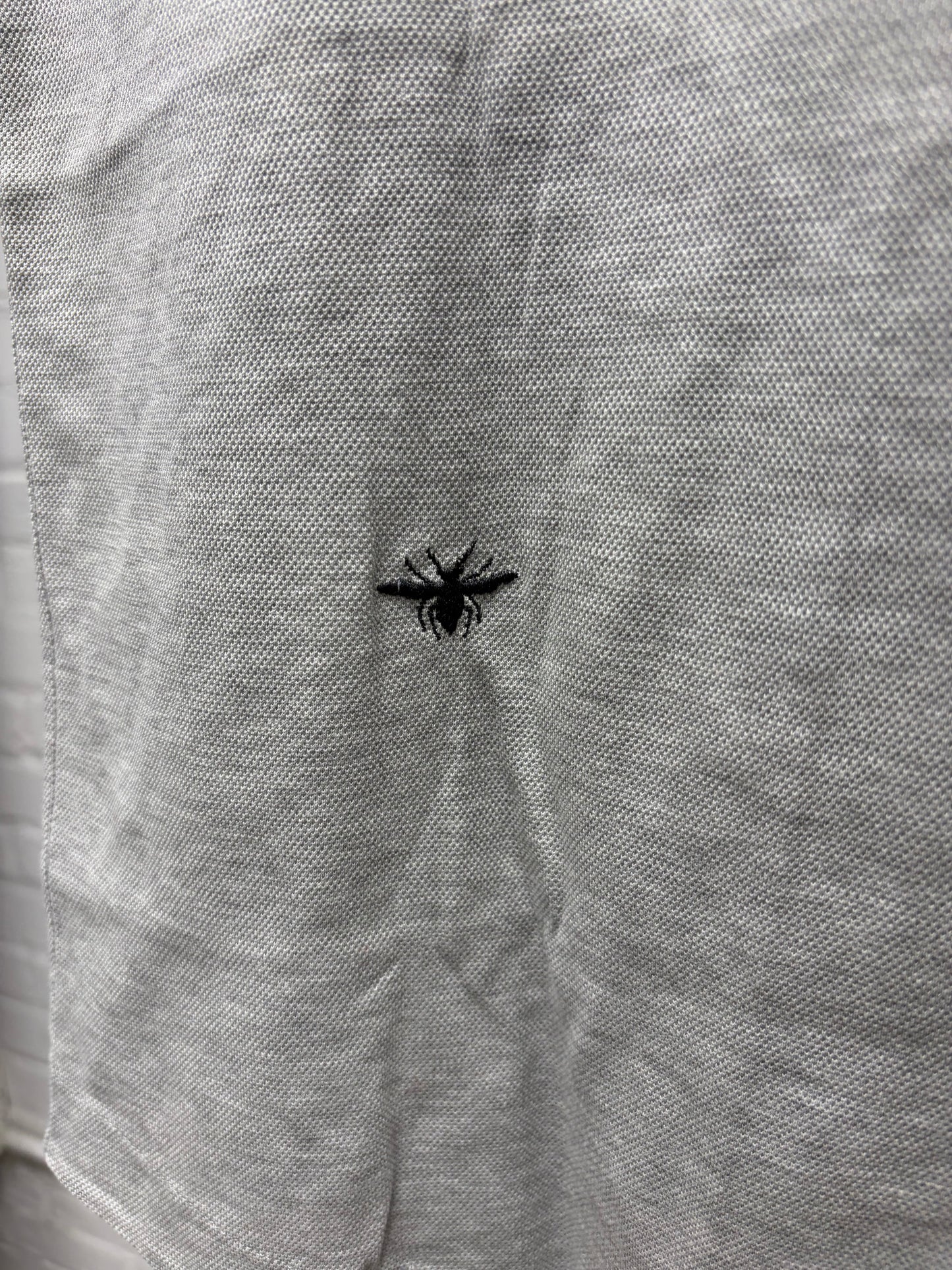SS2004 Dior Homme by Hedi Slimane ‘Strip’ Grey Bee Embroidered Logo Polo