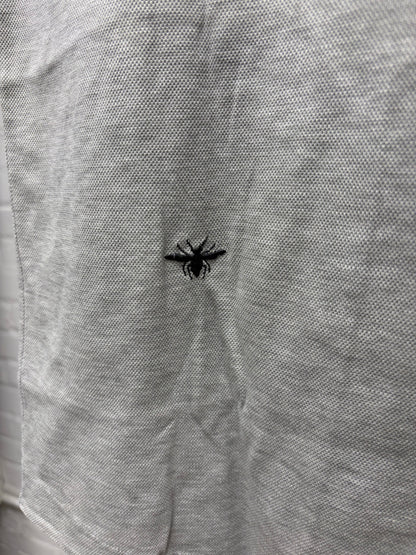 SS2004 Dior Homme by Hedi Slimane ‘Strip’ Grey Bee Embroidered Logo Polo
