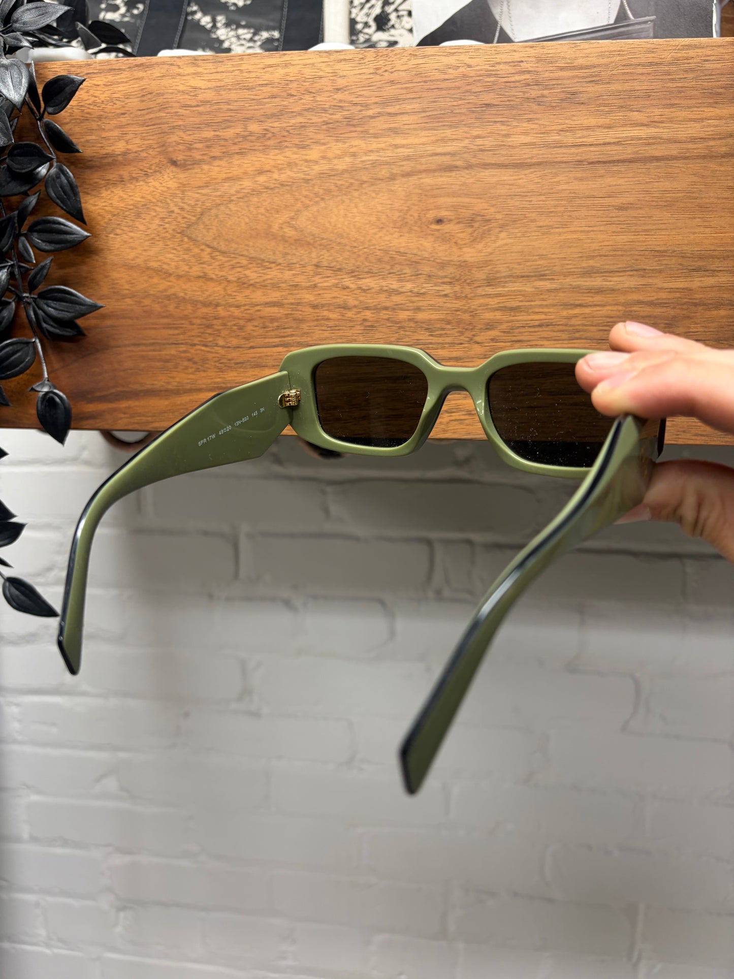 Prada ‘Matcha Green’ Boxy Geometric Frame Rectangular Sunglasses