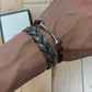 Gucci 925 Silver ‘Horsebit’ Charm Braided Leather Bracelet