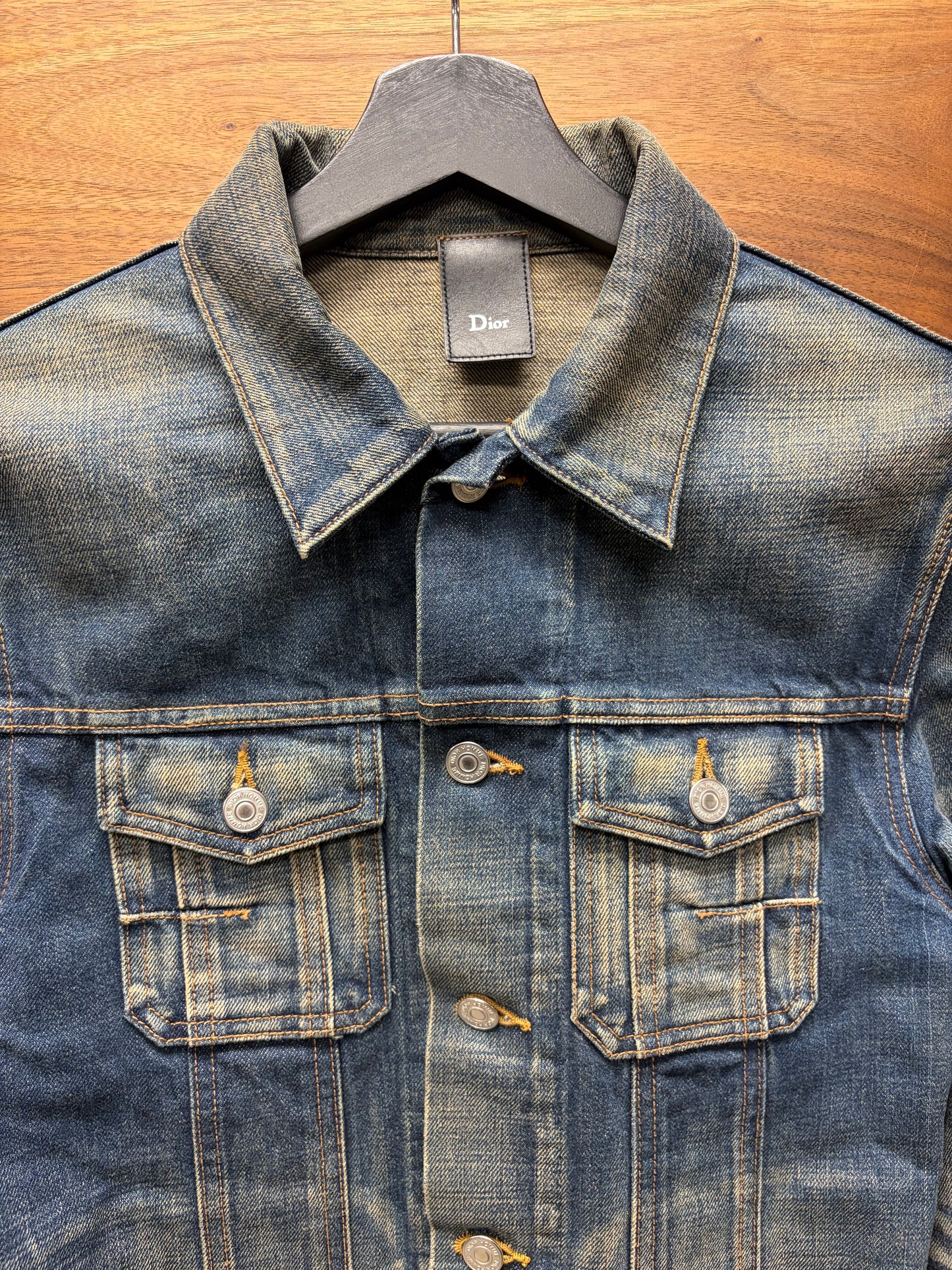 Dior Homme Dirt Washed Blue Slim Cut Denim Jacket