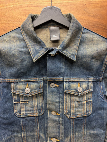 Dior Homme Dirt Washed Blue Slim Cut Denim Jacket