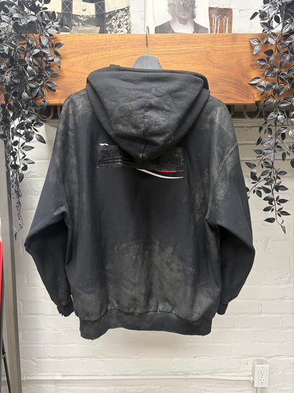 AW2023 Balenciaga Mudshow ‘Gaffer Tape’ Black Distressed Zip-Up Hoodie
