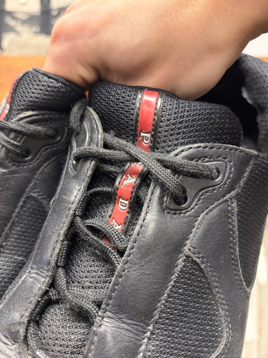 Prada ‘Americas Cup’ Black Leather Low Top Sneakers