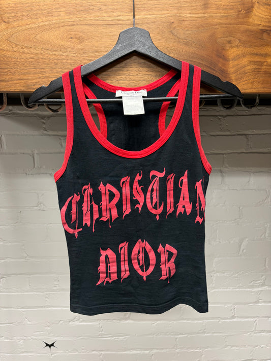 SS2002 Christian Dior ‘Gothic Logo’ Black/Red Runway Tank Top