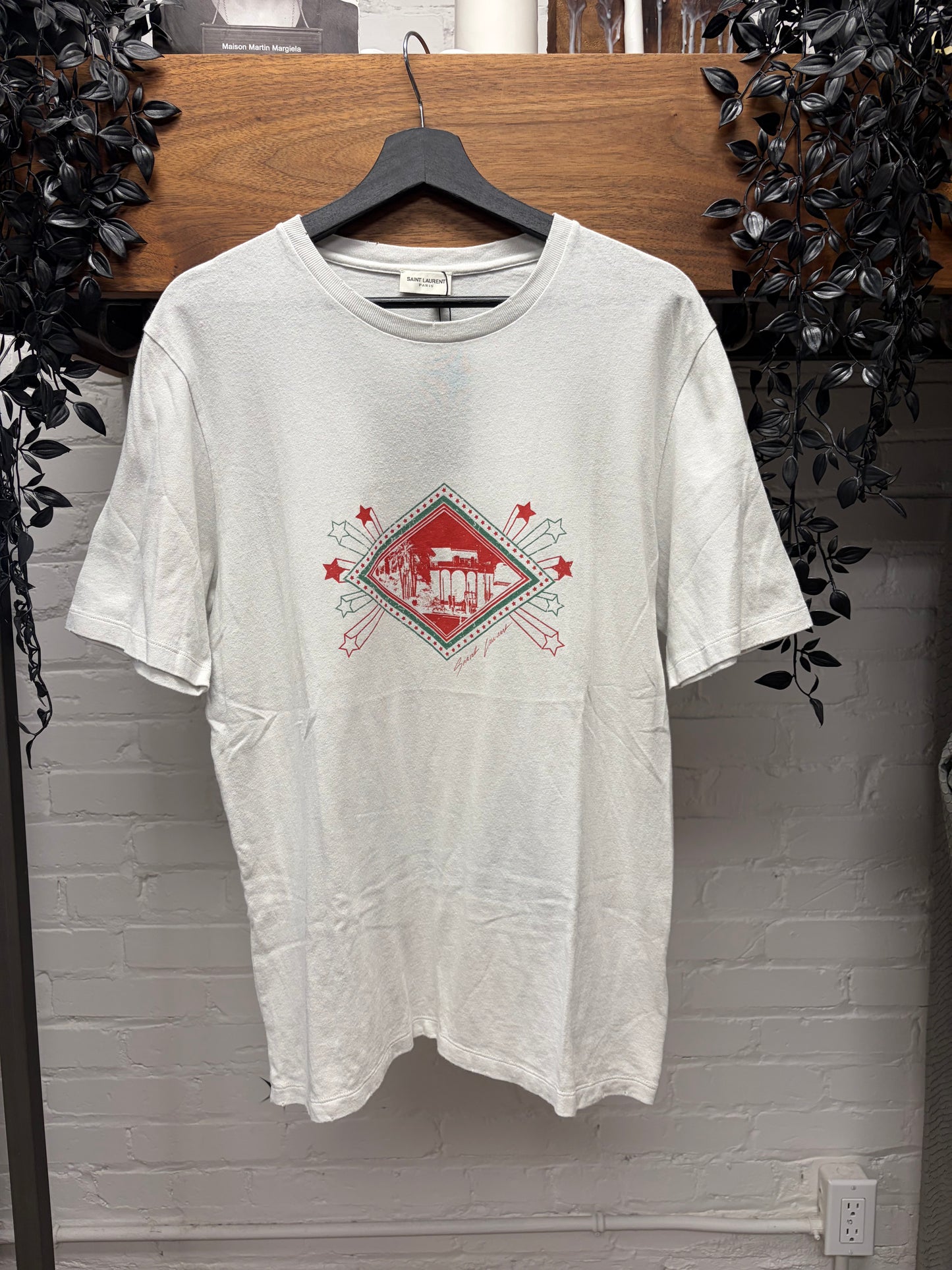 2019 Saint Laurent ‘Jardin Majorelle’ White Graphic T-Shirt