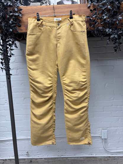 W&LT by Walter Van Beirendonck Tan Suede Bunched Knee Detail Pants
