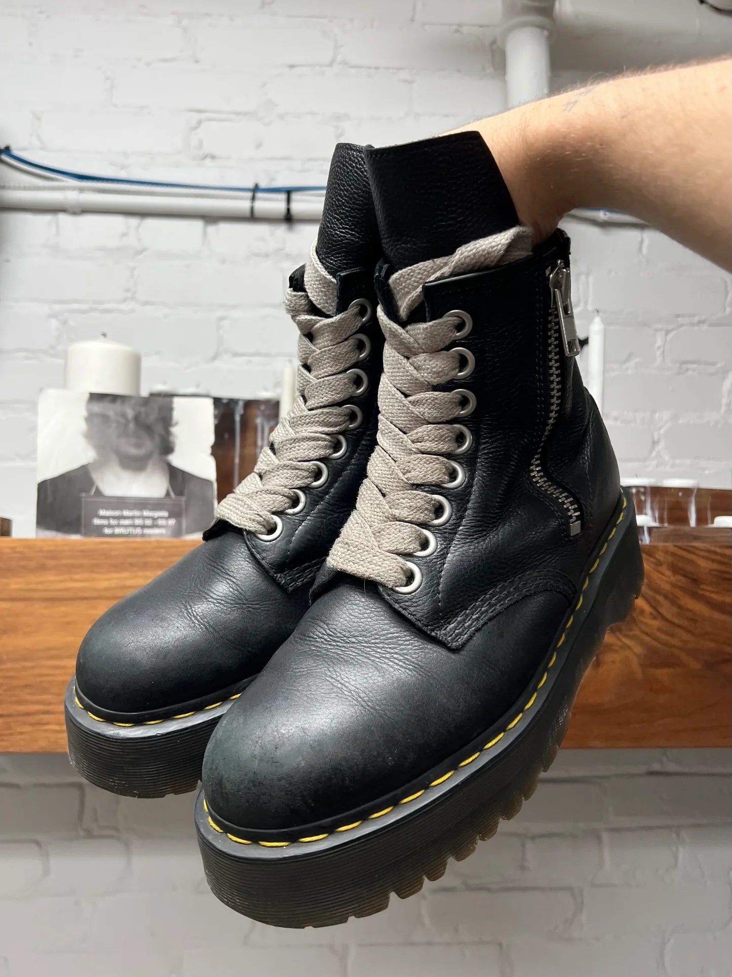 Rick Owens x Doc Martens ‘1460’ Quad Sole Calfskin Leather Combat Boots