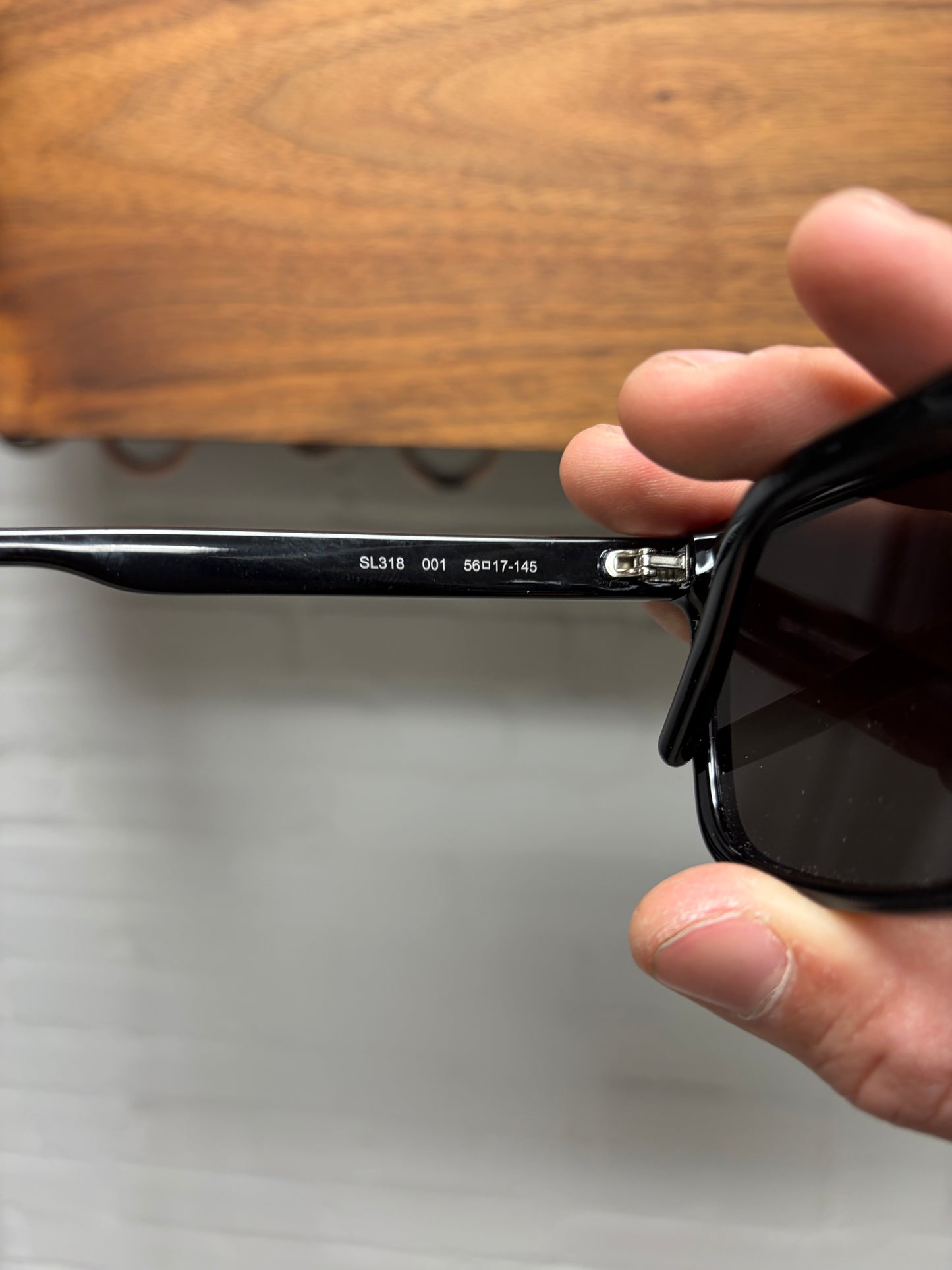 Saint Laurent Black/Silver ‘Cursive Logo’ Square Shape Black Tinted Sunglasses