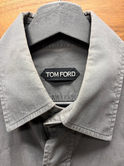 Tom Ford Grey Military Inspired Cotton Button Up Shirt